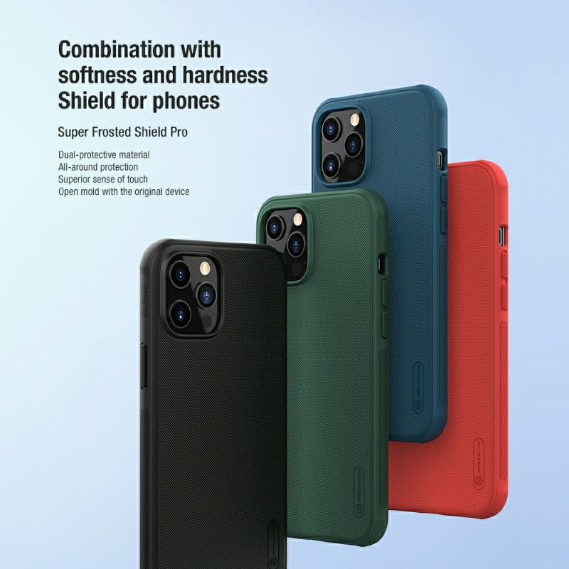 Ốp lưng iPhone 12/ 12 Pro/ 12 Pro Max Nillkin Frosted Shield lưng sần viền dẻo chính hãng