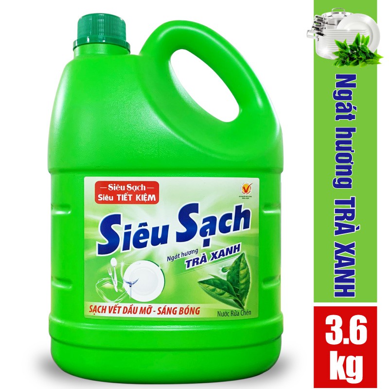 Nước Rửa Chén LIX 3.6 KG Siêu Sạch Hương Trà Xanh