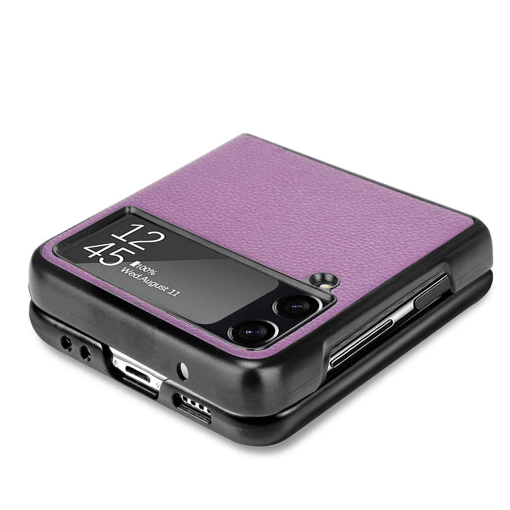 Ốp điện thoại da PU cứng siêu mỏng thời trang cho Samsung Galaxy Z Flip 3 5g / Samsung Z Flip3 Zflip3