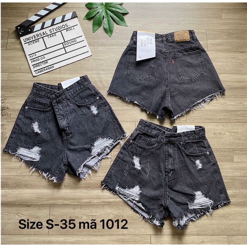 Quần Short Jeans Nữ xám Rách Lai cắt Bigsize Size Lớn Ms 1012