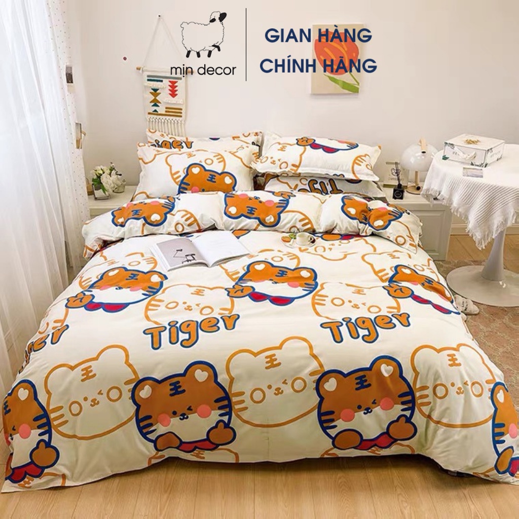 [Mã LIFEMALL2505 giảm 10% đơn 250K] Bộ chăn ga gối cotton 3D Mịn Decor dễ thương thoáng mát mềm mịn