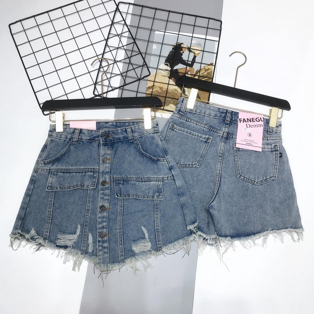 Quần jeans vạt lệch gi.ả váy 747 (kèm ảnh thật,video)