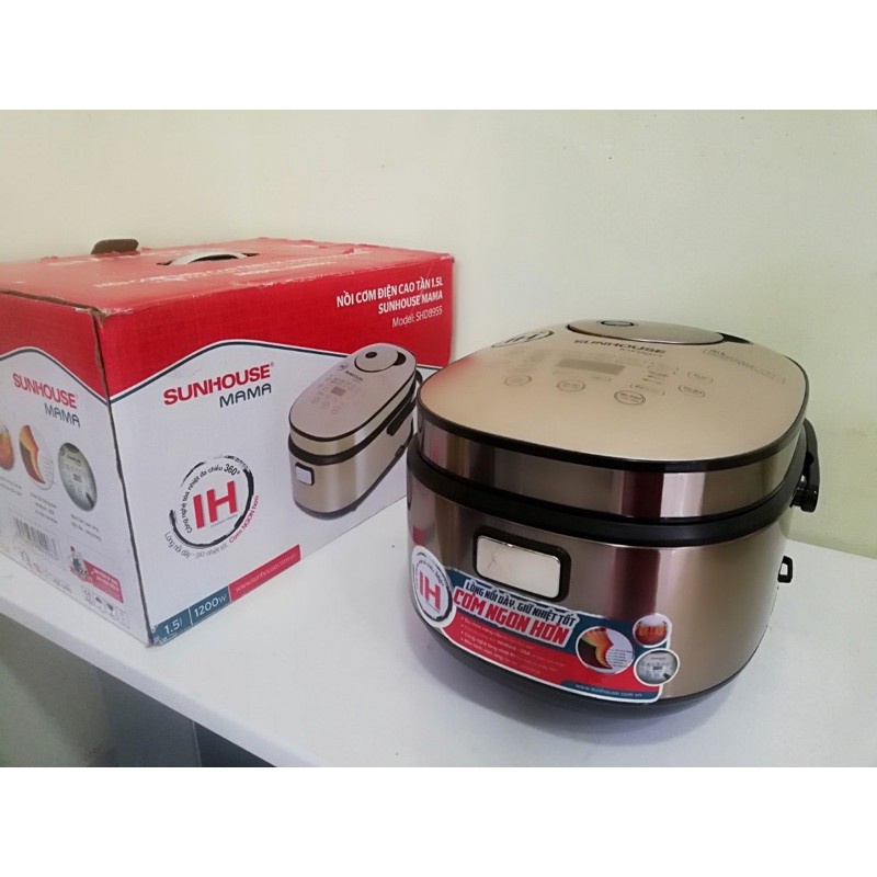 Nồi cơm điện tử Sunhouse mama 1.5 lít SHD8915-Chính Hãng trưng bày 99%-Công suất:860 W Lòng nồi dày:2.8 mm