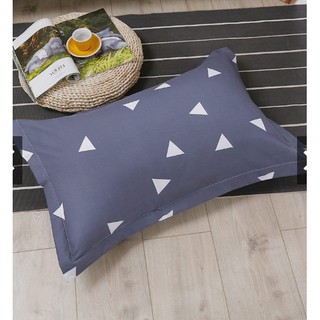 Combo 2 vỏ gối nằm cotton poly mẫu tam giác ghi