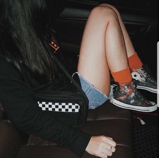 Túi mini bama phối caro bàn cờ màu đen