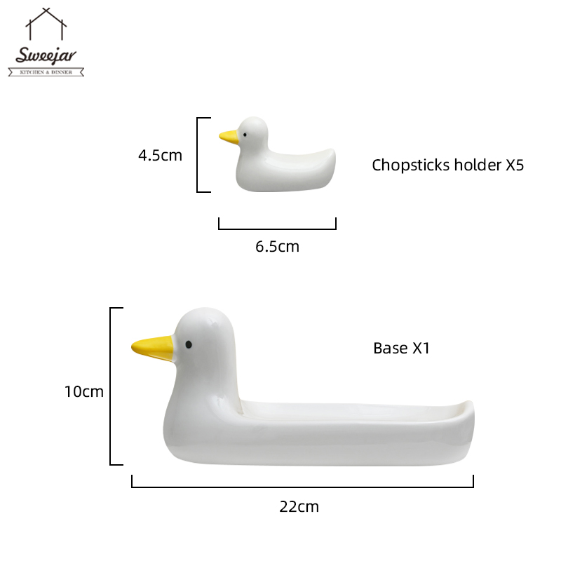 Set giá gác đũa muỗng SWEEJAR thiết kế hình vịt đáng yêu xinh xắn