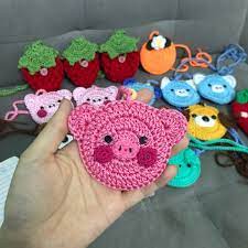 Túi đựng tỏi bằng len dày đẹp, túi đeo tránh vía cho bé nhiều hình ngộ nghĩnh