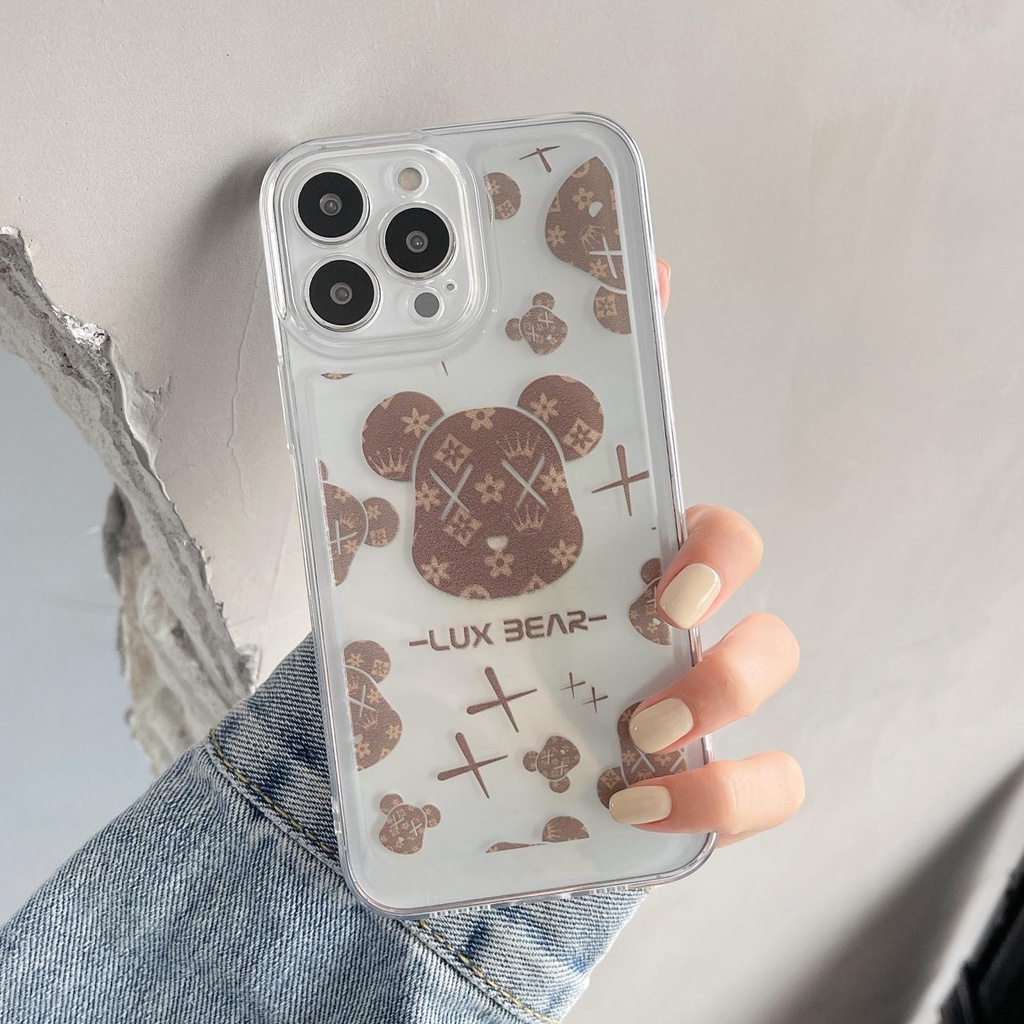 Ốp Điện Thoại Silicon TPU Mềm Trong Suốt In Hình Gấu Hoạt Hình Thời Trang Cho iphone 13 12 11 pro max x xr xsmax 7/8plus