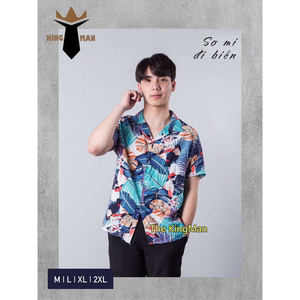 [FREESHIP] Áo đũi sơ mi, Áo nhóm đi biển có cổ họa tiết hoa lá Kingman | BigBuy360 - bigbuy360.vn