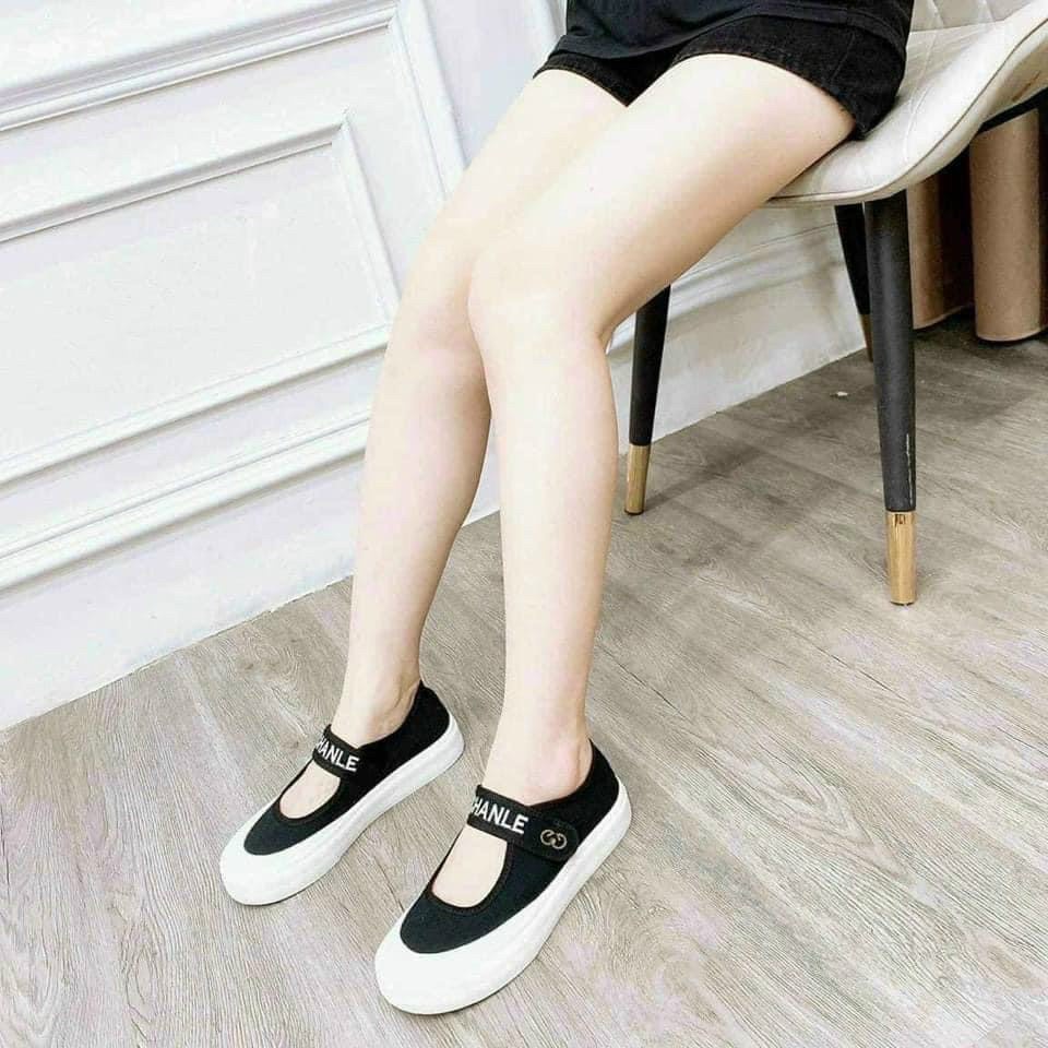 Giày lười X quai dán đế trắng