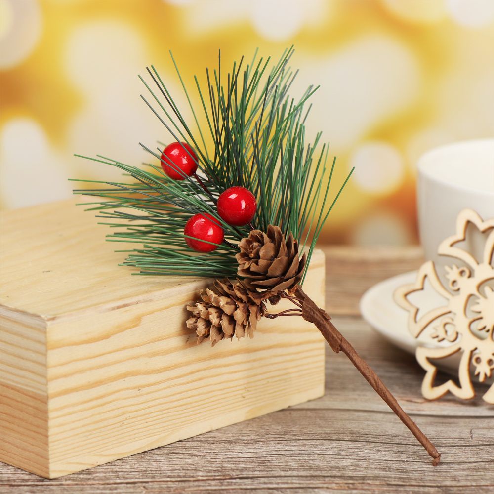 1 nhánh thông giáng sinh nhân tạo màu đỏ dùng trang trí DIY