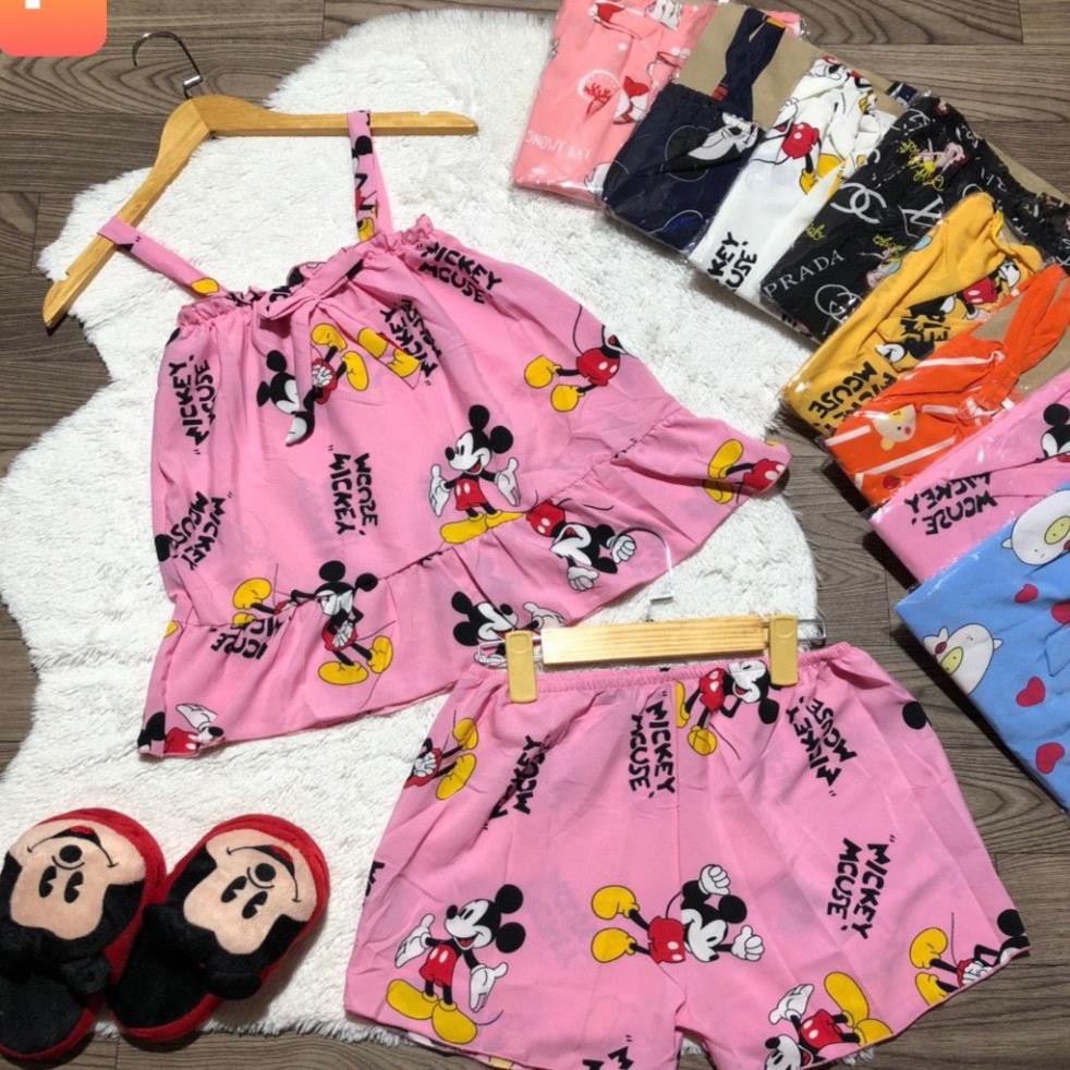 Đồ ngủ gợi cảm 💗  FREE SHIP 💗 Đồ ngủ gợi cảm dạng pijama, áo 2 dây kết hợp quần đùi, họa tiết hoạt hình.