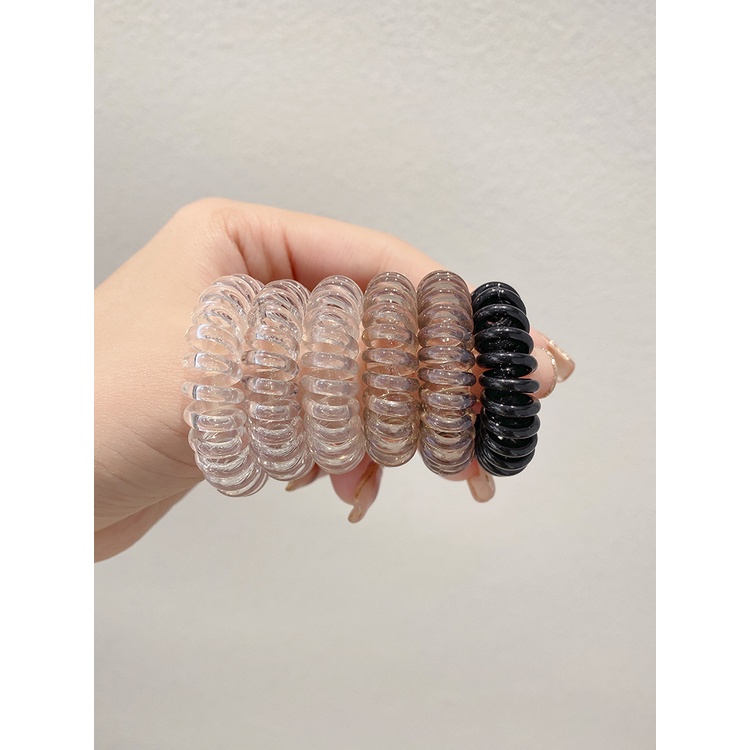 Dây Buộc Tóc Co Giãn Kiểu Dây Điện Thoại Bàn Đơn Giản Thời Trang Hàn Quốc Cho Nữ