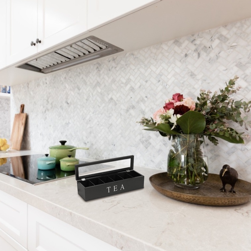 Hộp Đựng Trà / Cà Phê Bằng Gỗ Có Nắp Đậy Sắp Xếp Gọn Gàng Cho Nhà Bếp