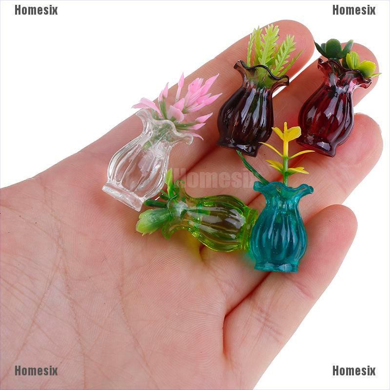 [HoMSI] 5pcs Dollhouse Miniature 1:12 Pot DIY Kitchen Ceramic Decora vase+flower SUU