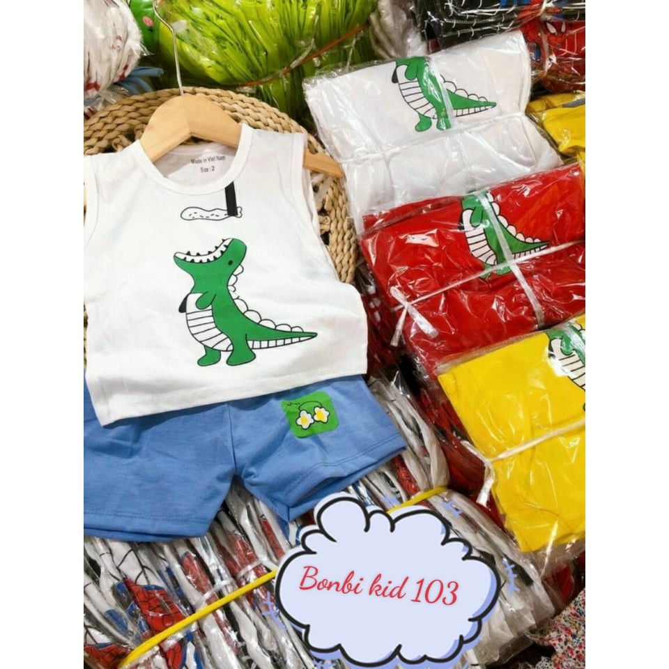 Set Bộ Bé Trai Vải  Cotton Đũi Mềm Mịn (sz 8-20kg) BB 103