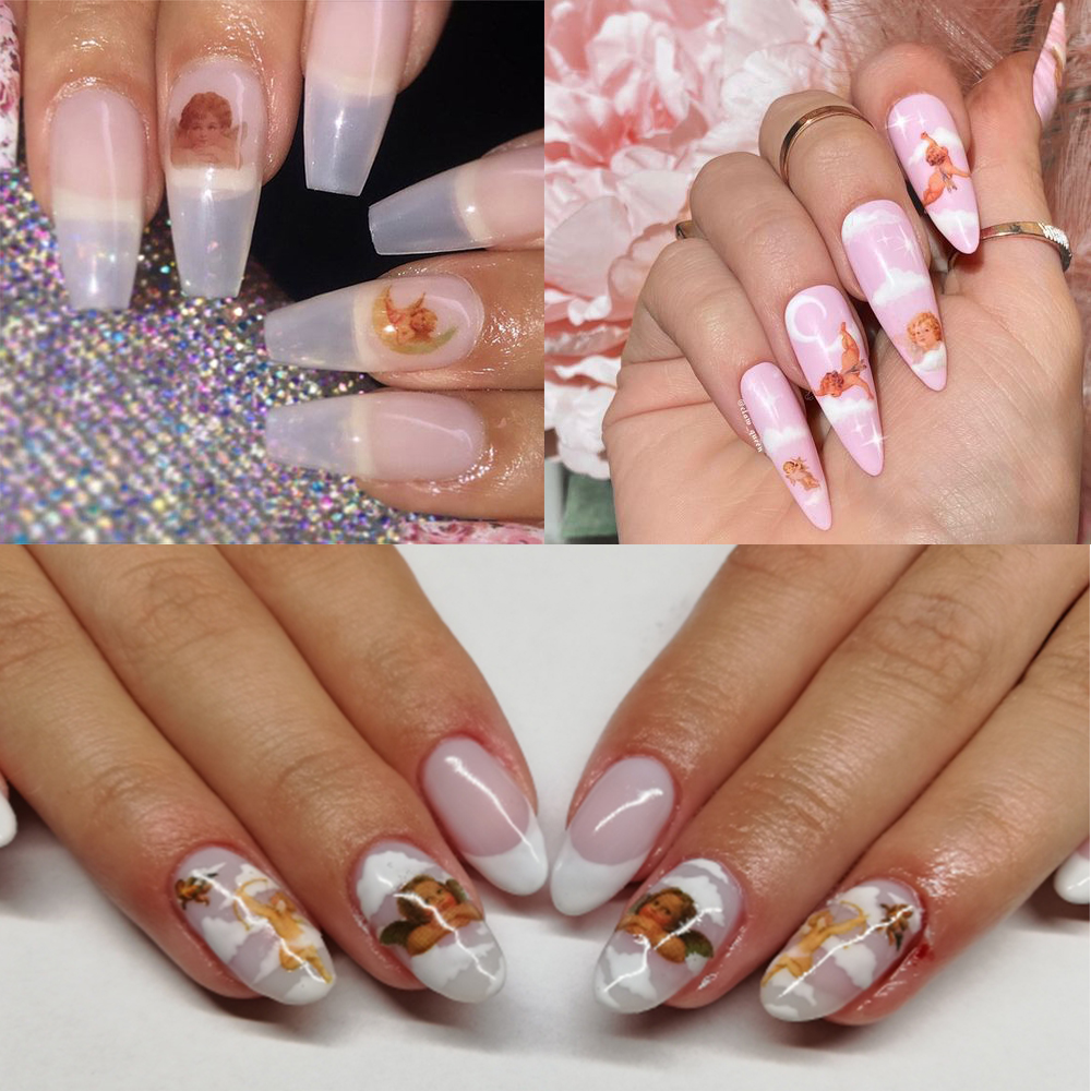 (Hàng Mới Về) Set 5 Nhãn Dán Họa Tiết Cánh Thiên Thần Dùng Để Trang Trí Móng Nghệ Thuật