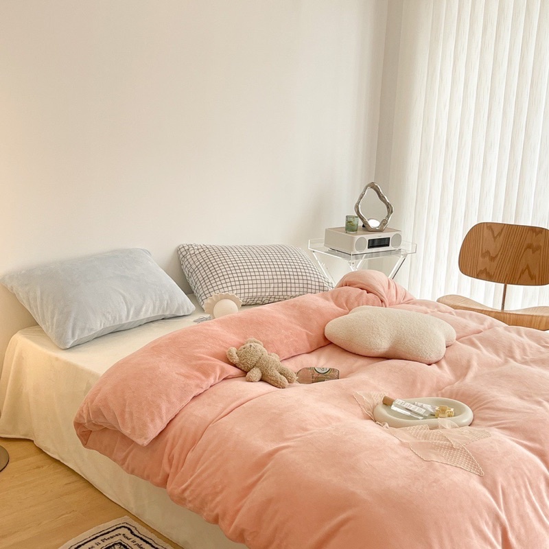 Set Bộ Vỏ Nỉ Nhung Sữa Mềm Mịn Cho Mùa Đông Ấm Áp _ shinbedding