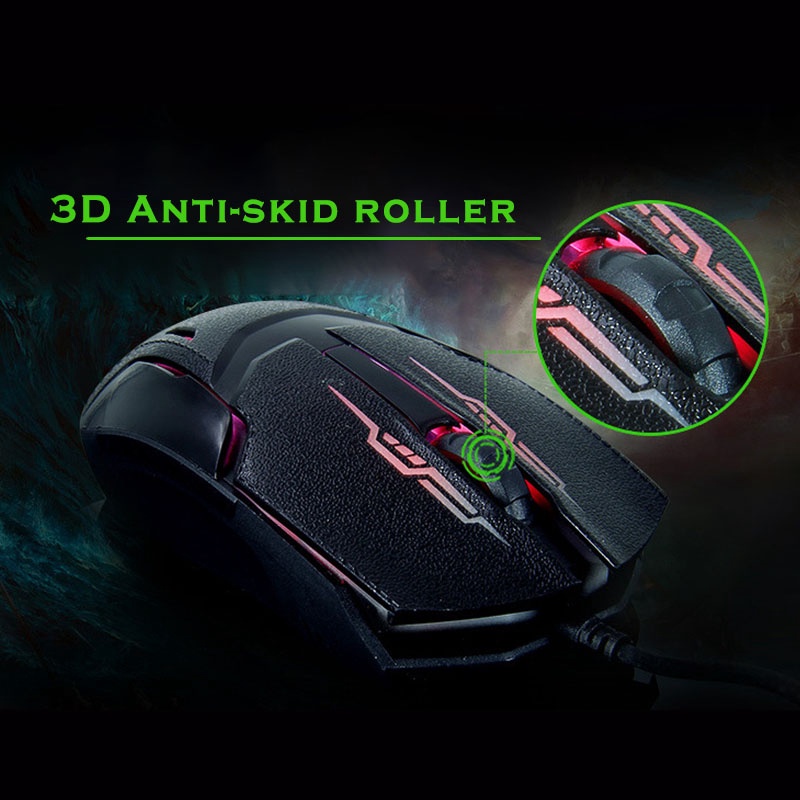 Bộ bàn phím chơi game có dây kèm chuột máy tính với bộ bàn phím cơ USB 7 màu LED