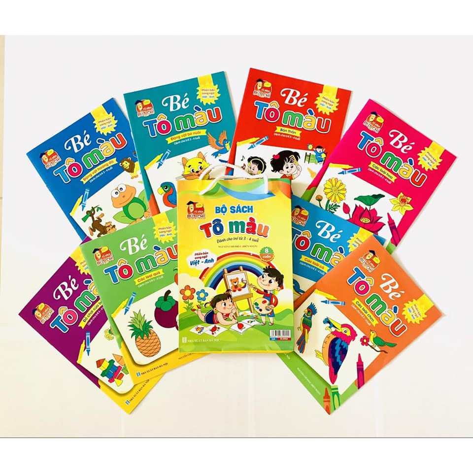 Bộ 8 tập tô HÌNH LỚN nhiều chủ đề sinh động cho bé (3-4 tuổi) - Labi Kid