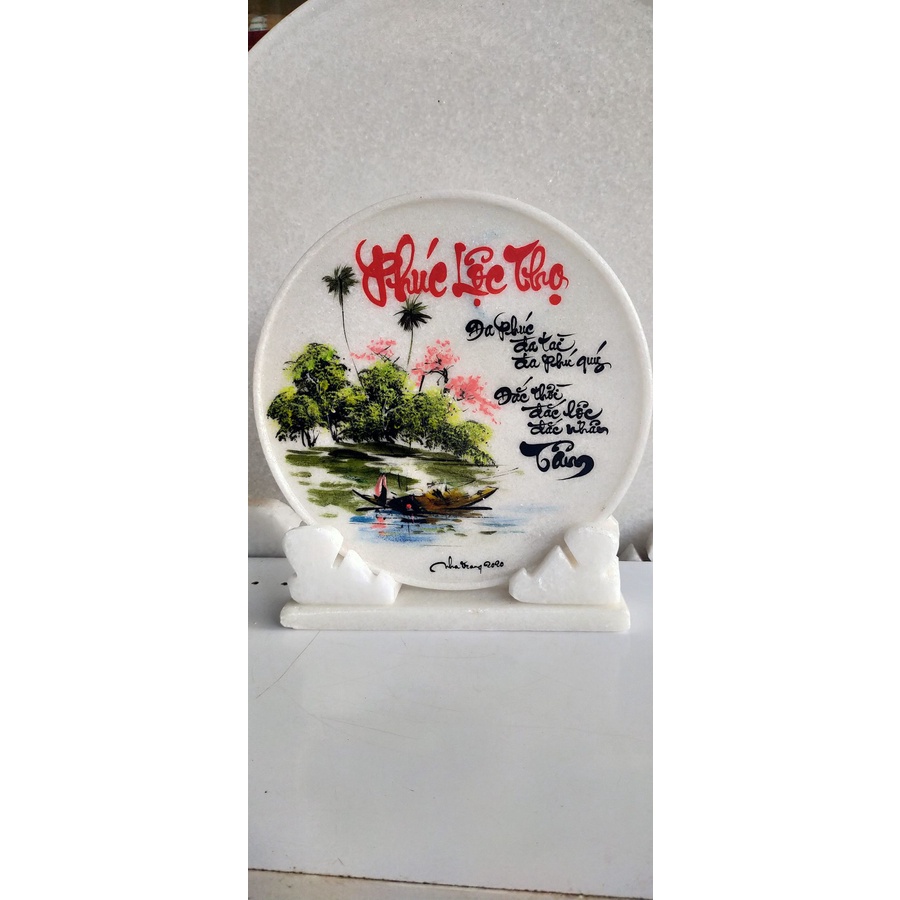 Thư pháp trên đĩa đá 💯% tự nhiên, , shop nhận làm theo yêu cầu quý khách, giá gốc tại