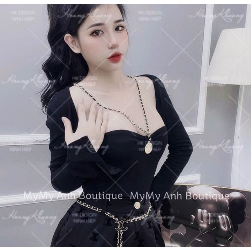 Áo cúp phối xích kèm khoác sang chảnh ( tự chụp trải sàn )