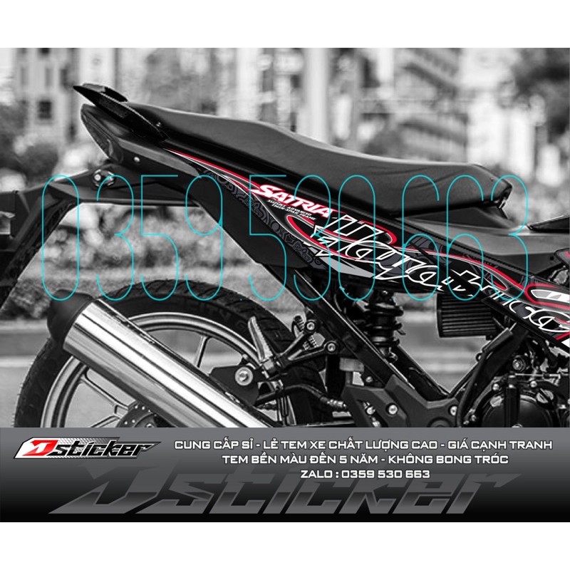 Tem rời Satria FI - Hayabusa đỏ dán xe đen