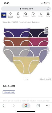 Set 7 quần lót cotton nữ Gu