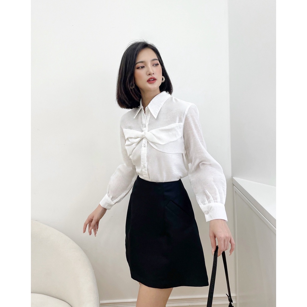 Áo sơ mi trơn xoắn trước ngực , Peace House Clothing