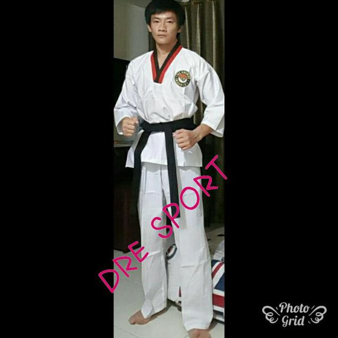 Bộ Đồ Tập Võ Taekwondo Cổ Đỏ Đen Cho Bé