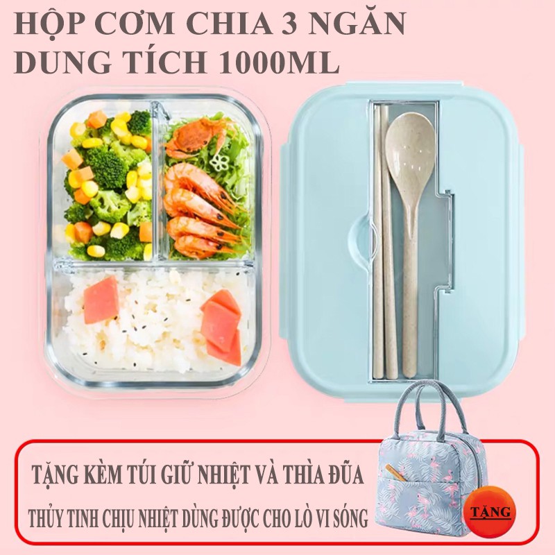 Hộp Đựng Cơm Văn Phòng Thủy Tinh Cao Cấp Kèm Đũa, Thìa Có Chia 3 Ngăn, 2 Ngăn, 1 Ngăn- Tặng Kèm Túi | BigBuy360 - bigbuy360.vn