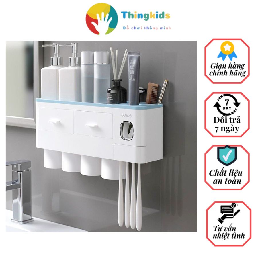 Kệ để đồ phòng tắm đa năng lắp đặt dính tường kèm cốc từ tính - OEKEM - Thingkids