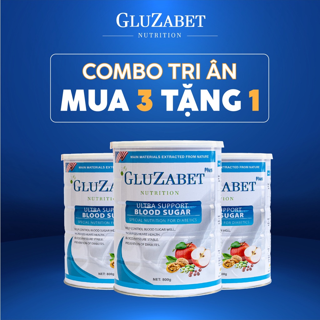 Sữa hạt dinh dưỡng cho người tiểu đường Gluzabet - Combo mua 3 tặng 1 (hộp 800g)