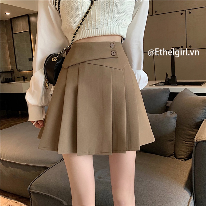 Chân váy xếp li lưng cao thiết kế đơn giản thời trang