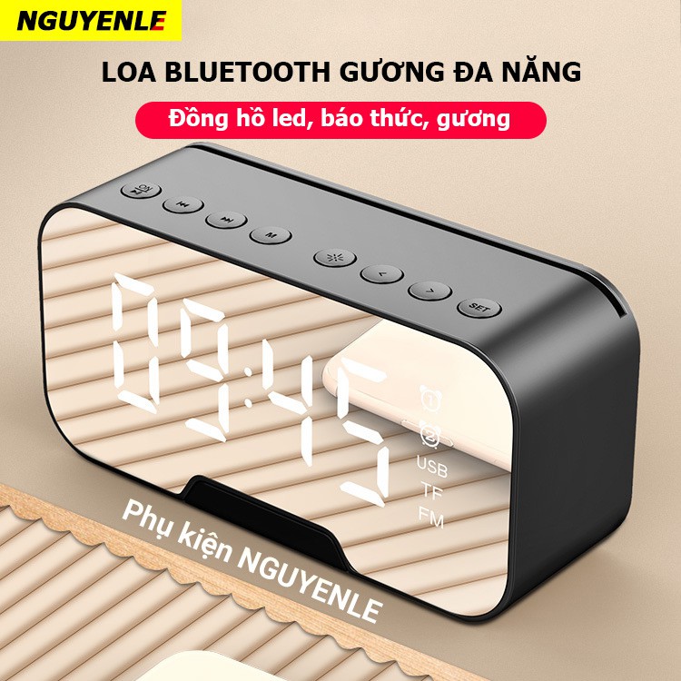 Loa Bluetooth Di Động Có Mặt Gương Tích Hợp Đồng Hồ Báo Thức G10 CARISE 2021