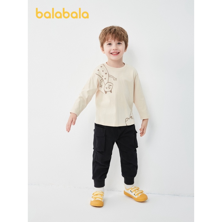 (3-7 tuổi) Áo thun dài tay thu đông bé trai hãng BALABALA màu be 210032011075