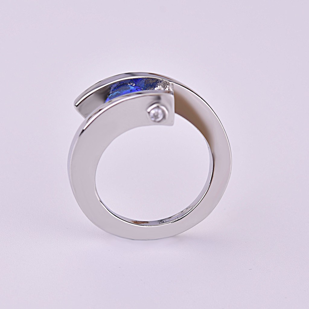 Mới Nhẫn Đính Đá Sapphire Giả Phong Cách Âu Mỹ