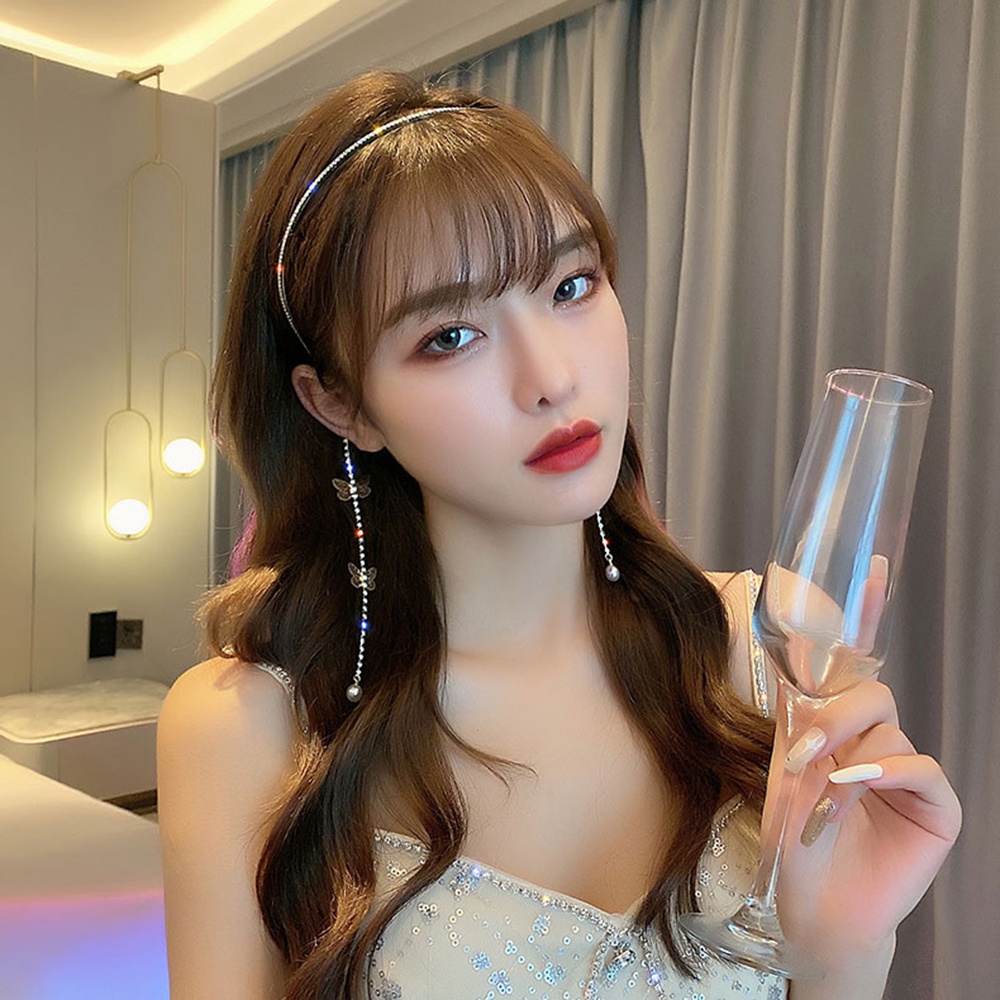 Haimeikang Dây buộc tóc bướm tua rua ngọc trai thời trang mới