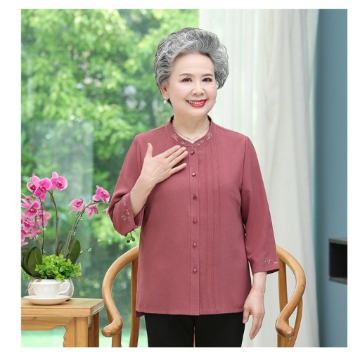 Áo sơ mi đũi trơn cao cấp cho người trung niên, người già, thời trang cao tuổi cho bà cho mẹ