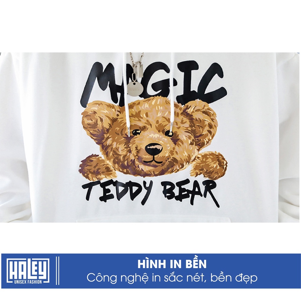 Áo Hoodie có mũ Nam Nữ Teddy Bear Black HALEY unisex Hàn Quốc cá tính mã HD115 Hoodie cao cấp