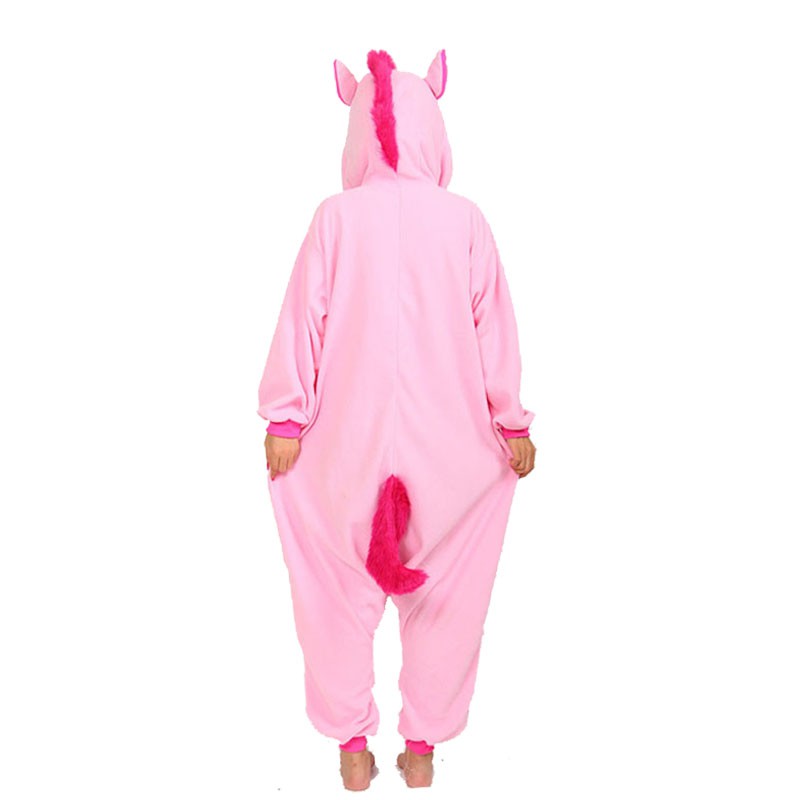 Pink Unicorn Kigurumi Onesie Adult Women Pajama Anime Cosplay Animal Costume Party Jumpsuit Halloween Allover Onepiece