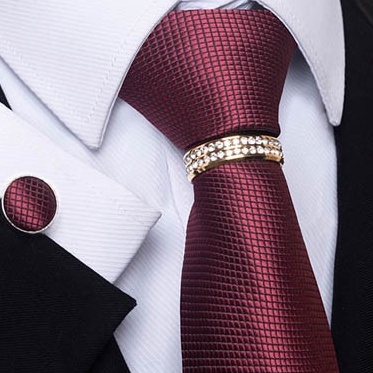 Bộ Cà vạt 4 món gồm Cavat 8cm, khăn cài túi, Măng-set, Nhẫn tròn phụ kiện, Cravat chú rể, Calavat công sở CBC-8247