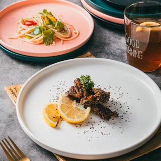 Đĩa sứ tròn, đĩa bít tết, decor món ăn chụp hình