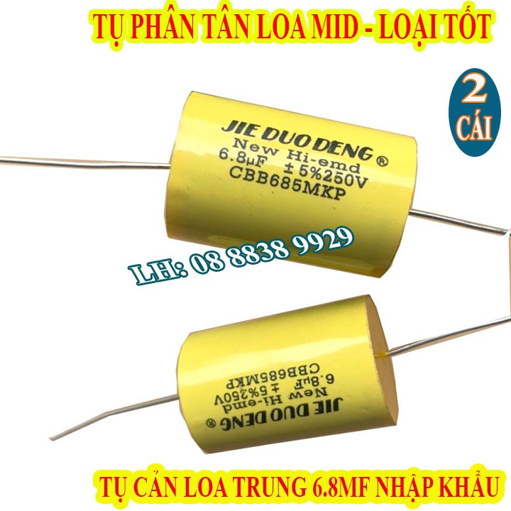 2 TỤ CHỐNG CHÁY LOA TRUNG 6.8MF VÀNG - TỤ CẢN LOA MID -TỤ LẮP LOA LỜI CAO CẤP - GIÁ 2 CHIẾC