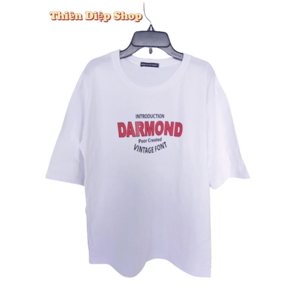 Áo thun nữ form rộng, tay lỡ, in chữ DARMOND 2 màu in, chất liệu cotton 100% đủ màu mềm, mịn, mát free size