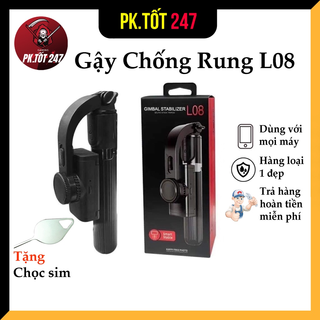 Gậy Chống Rung, Gậy Hỗ Trợ Quay Phim Gimbal Stabilizer L08, Có 3 Chân Đỡ Kèm Nút Bấm BLT Hàng Cao Cấp [BH 12 tháng]