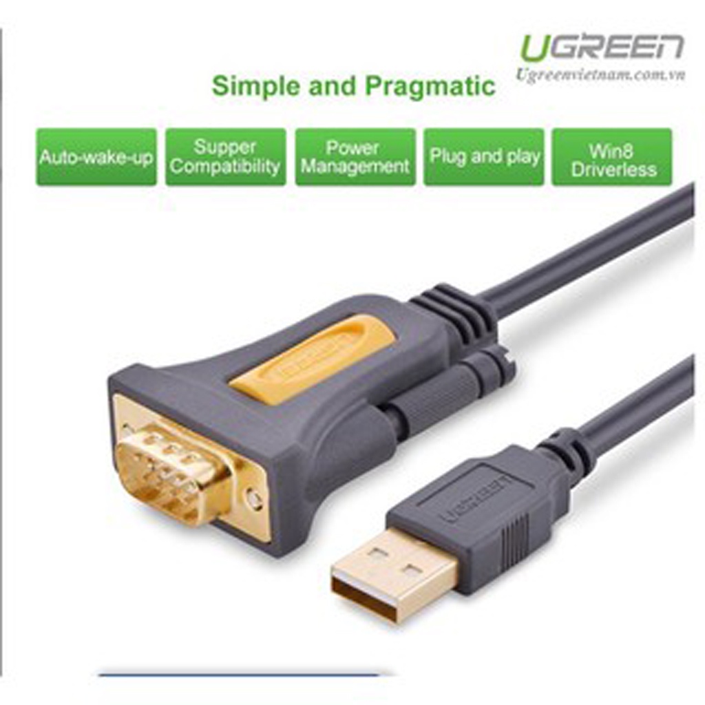 Cáp Chuyển USB to Com RS232 Chính Hãng Ugreen CR104