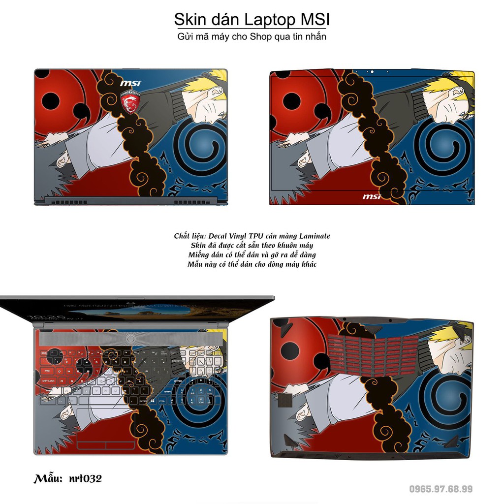 Skin dán Laptop MSI in hình Naruto nhiều mẫu 2 (inbox mã máy cho Shop)