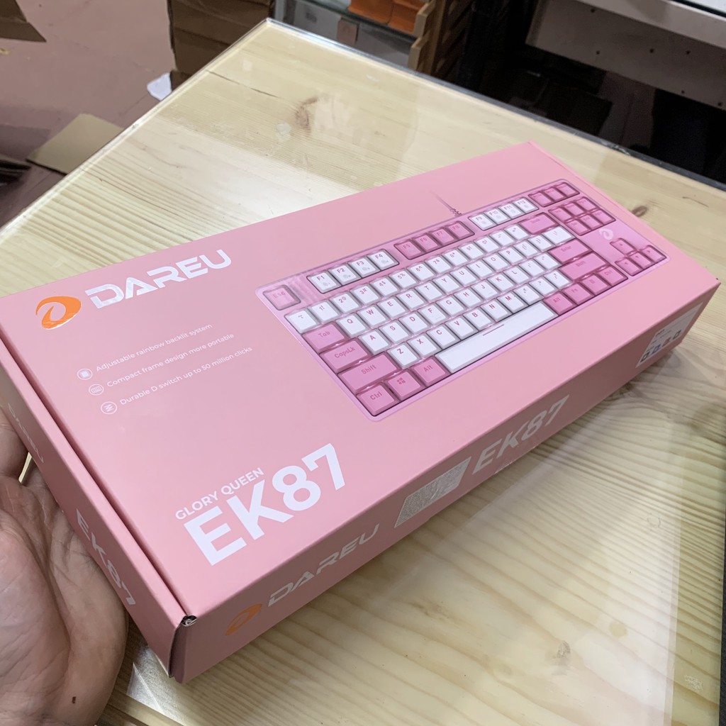 [Mã ELBAU5 giảm 5% tối đa 500K] Bàn phím cơ Gaming DAREU EK87 Pink - Hồng (PINK-LED, Blue/ Brown/ Red D switch)