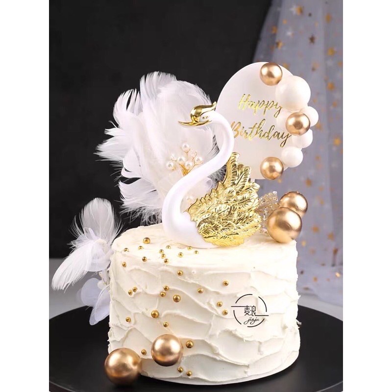 Que Cắm Trang Trí Bánh Kem Hình Thiên Nga Lãng Mạn